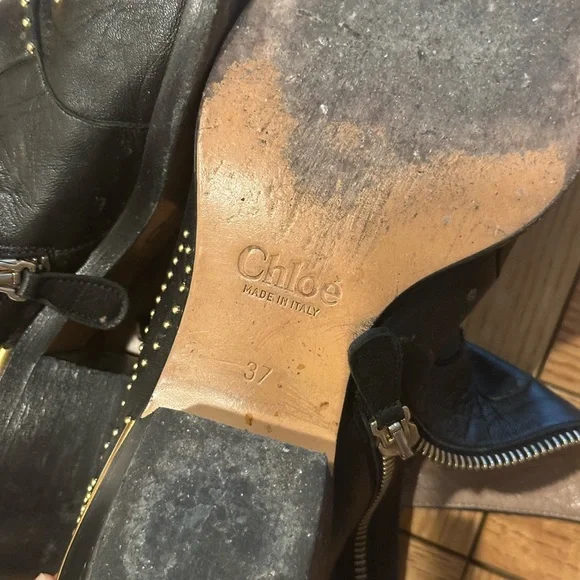 Chloe Susanna Studded Leather Ankle Boots - Picture 6 of 6